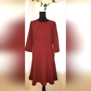 Ann Taylor Burgandy Fit and Flare Dress